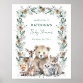 Baby shower voor Schattigee rustieke bosdieren Poster (Voorkant)