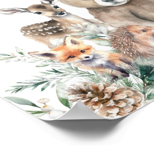 Baby shower voor Schattigee rustieke bosdieren Poster (Hoek)