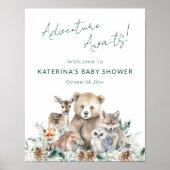 Baby shower voor Schattigee rustieke bosdieren Poster (Voorkant)