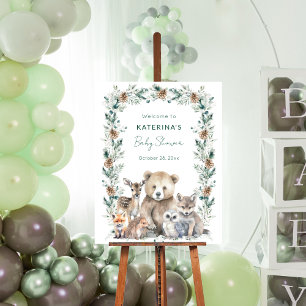 Baby shower voor Schattigee rustieke bosdieren Poster