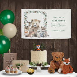 Baby shower voor Schattigee rustieke bosdieren Spandoek