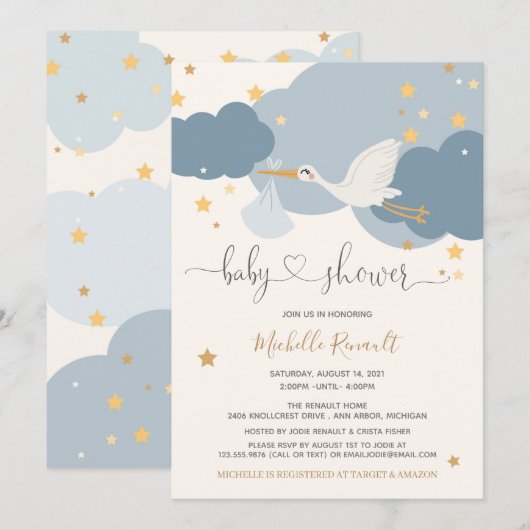 Baby shower voor speciale levering van winkel kaart (Voorkant / Achterkant)