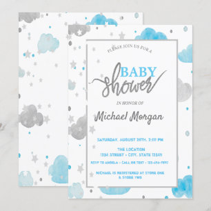 Baby shower voor sterren en wolken kaart