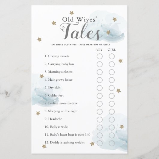 Baby shower voor stralen en wolken (Voorkant)