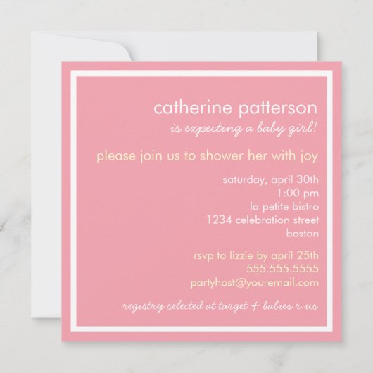 Baby shower voor suikerindustrie en specerijen kaart (Achterkant)