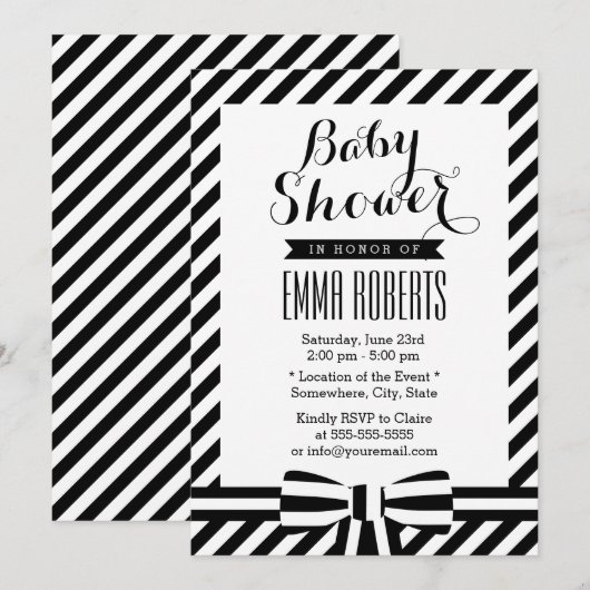 Baby shower voor tapijten, zwart en wit, tapes kaart (Voorkant / Achterkant)