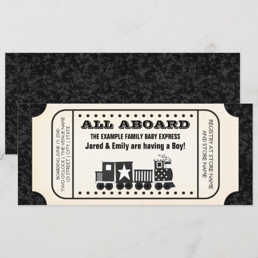  Baby shower voor treinkaartjes Kaart (Voorkant / Achterkant)