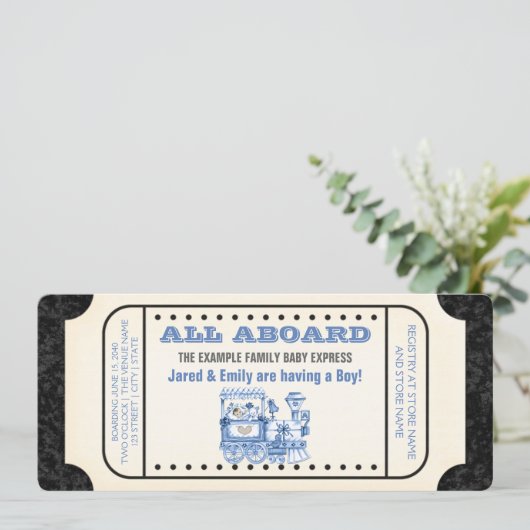  Baby shower voor treinkaartjes Kaart (Staand voorkant)