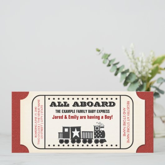  Baby shower voor treinkaartjes Kaart (Staand voorkant)