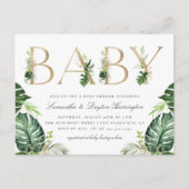 Baby shower voor Tropical Greenery Gold Typography Uitnodiging Briefkaart (Voorkant)