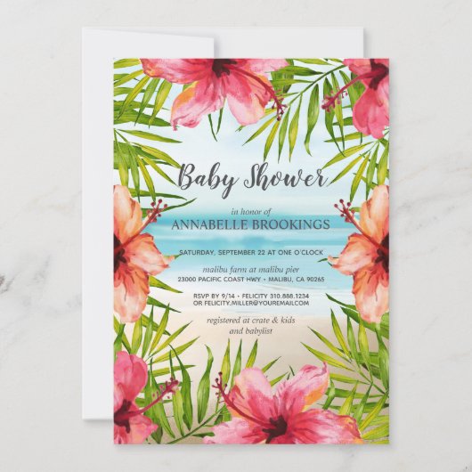 Baby shower voor Tropisch strand in het Paradise Kaart (Voorkant)