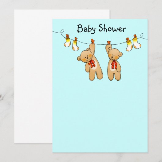 Baby shower voor tweeling (jongen) kaart (Voorkant / Achterkant)