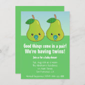 baby shower voor tweelingen - Kute peren met pacif Kaart (Voorkant / Achterkant)