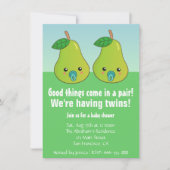 baby shower voor tweelingen - Kute peren met pacif Kaart (Voorkant)