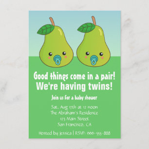 Baby Shower voor Tweelingen - Mooie peren met fops Kaart