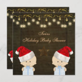 Baby shower voor tweelingkerstvisten kaart (Voorkant / Achterkant)