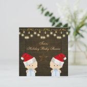 Baby shower voor tweelingkerstvisten kaart (Staand voorkant)