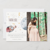 Baby shower voor ultraviolet ruimtevaartuig bedankkaart (Voorkant)