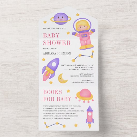 Baby shower voor ultraviolette spoeling all in one uitnodiging (Binnen)