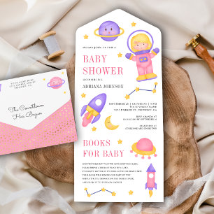 Baby shower voor ultraviolette spoeling all in one uitnodiging