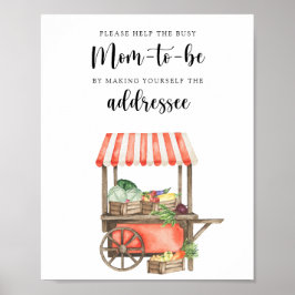 Baby shower voor vegetariërs - Help de bezige aans Poster