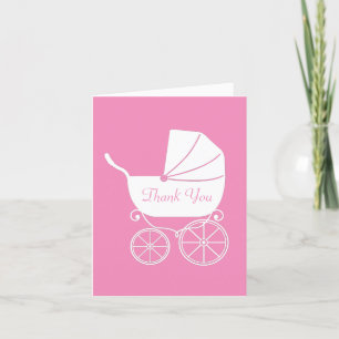 Baby shower voor  vervoer Elegant roze meisje Bedankkaart