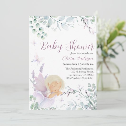 Baby shower voor vlinder en ventilatorWaterverf Kaart (Staand voorkant)