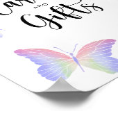 Baby shower voor vlinderkaartjes en geschenken poster (Hoek)