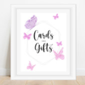 Baby shower voor vlinderkaartjes en geschenken poster