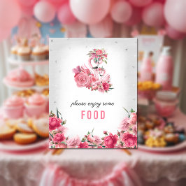 Baby shower voor voedselsignalen Silver Flamingo B Poster