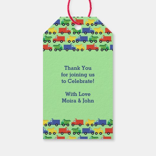 Baby shower voor vrachtwagens cadeaulabel (Achterkant)