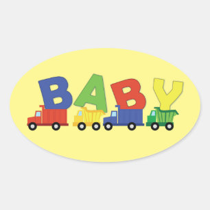 Baby shower voor vrachtwagens ovale sticker