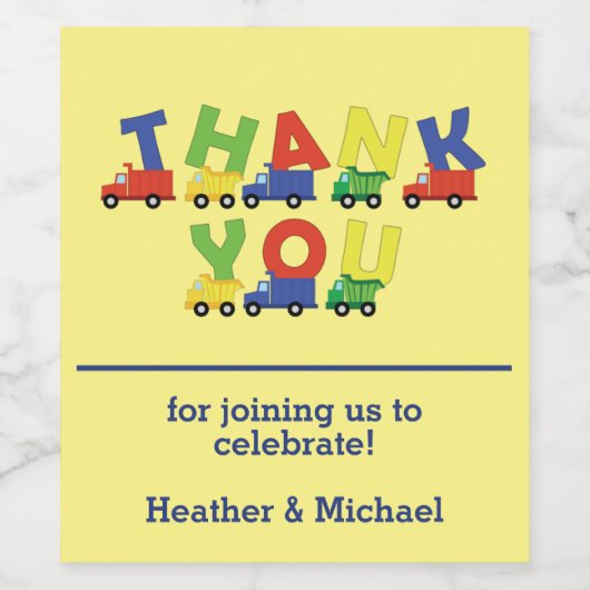 Baby shower voor vrachtwagens wijn etiket (Enkel label)