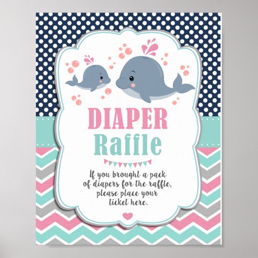 Baby shower voor walvissen Nautisch diaplaserbord Poster (Voorkant)