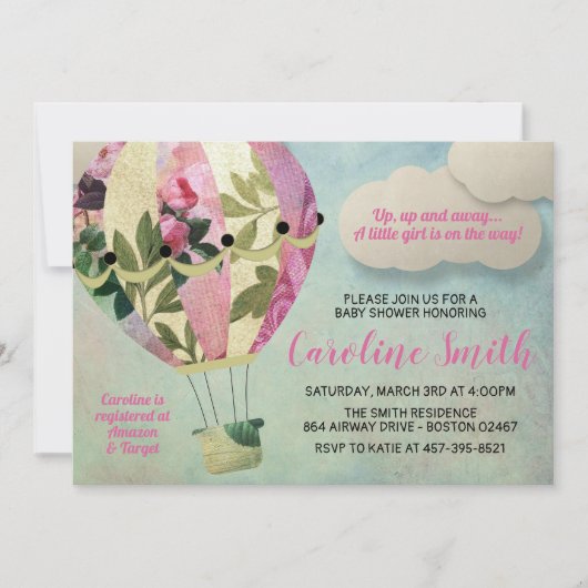 Baby shower voor warmluchtballon kaart (Voorkant)
