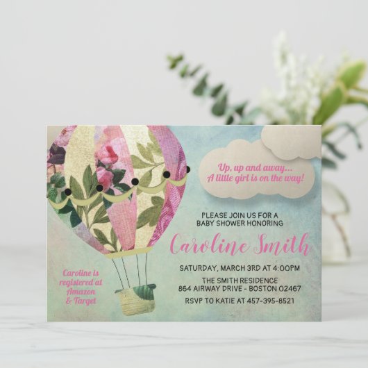 Baby shower voor warmluchtballon kaart (Staand voorkant)