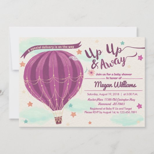 Baby shower voor warmluchtballon kaart (Voorkant)