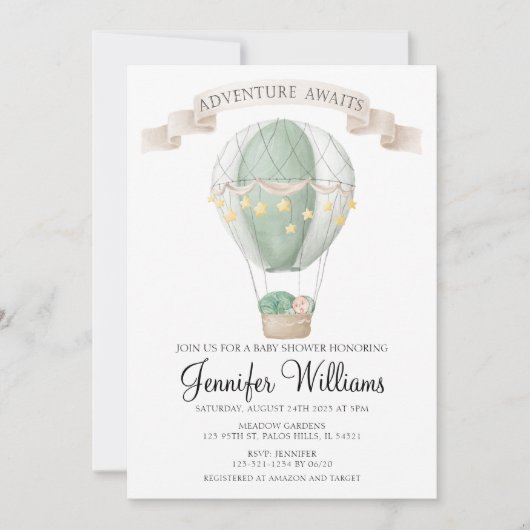 Baby shower voor warmluchtballon kaart (Voorkant)