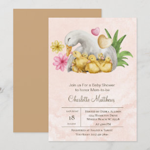 Baby shower voor waterdieren van mama en Baby Duck Kaart