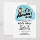 Baby shower voor Waterverf van Camping Mountain Ad Kaart (Voorkant / Achterkant)