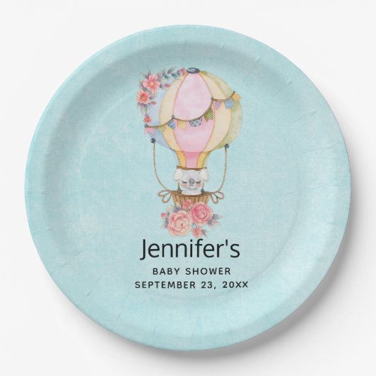 Baby shower voor Waterverf van luchtballon voor lu Papieren Bordje (Voorkant)