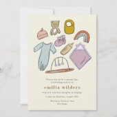 Baby shower voor weergave van pasgeboren illustrat kaart (Voorkant)