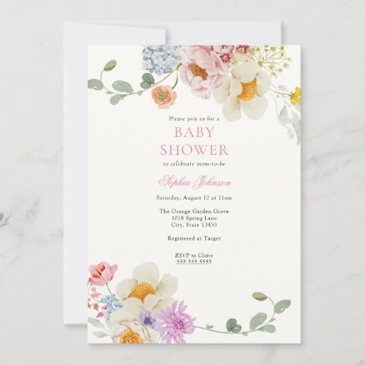  Baby shower voor wilde bloemen Kaart (Voorkant)