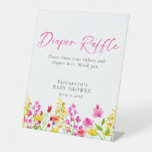 Baby shower voor wilde bloemen, luieraffel Aangepa Reclamebord Met Voetstuk (Voorkant)