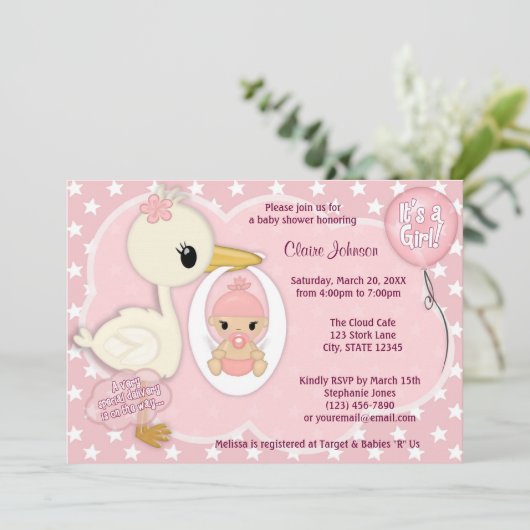 Baby shower voor winkelbestelling — uitnodiging GI (Staand voorkant)