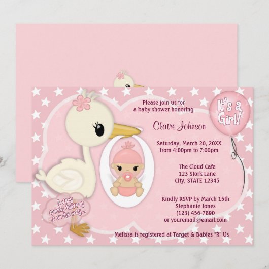 Baby shower voor winkelbestelling — uitnodiging GI (Voorkant / Achterkant)