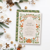 Baby shower voor winterbladdieren in het bos kaart