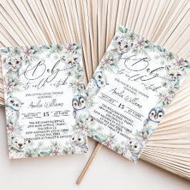 Baby shower voor winterbloemige pooldieren kaart