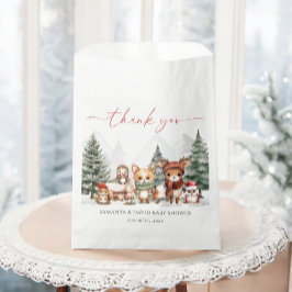 Baby shower voor winterbosdieren bedankzakje