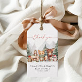 Baby shower voor winterbosdieren cadeaulabel